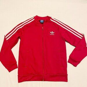 Adidas Red Zip Up Kids Boys Size M 11-12Y Track Jacket